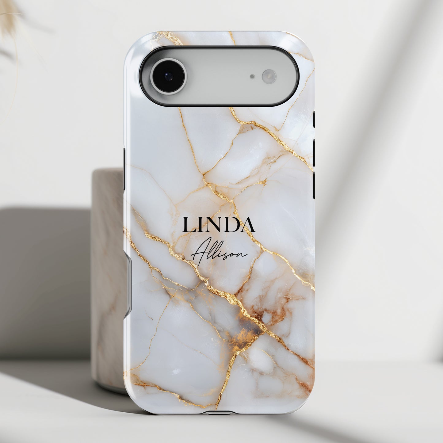 Personalisable Luxury White Marble Design iPhone Case