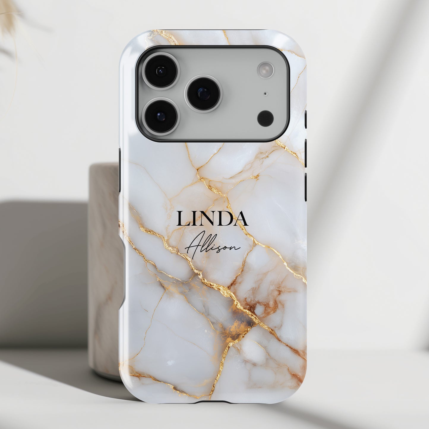 Personalisable Luxury White Marble Design iPhone Case