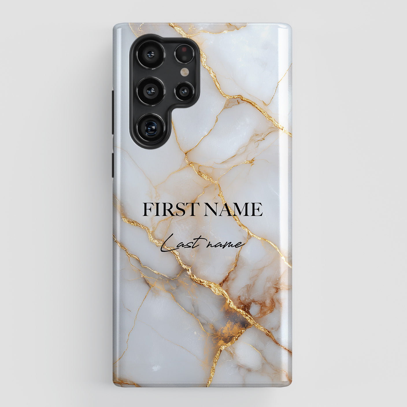 Personalisable Luxury White Marble Design Phone Case for Galaxy S series Phones