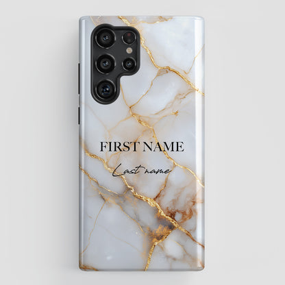 Personalisable Luxury White Marble Design Phone Case for Galaxy S series Phones