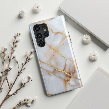 Personalisable Luxury White Marble Design Phone Case for Galaxy S series Phones