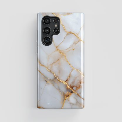Personalisable Luxury White Marble Design Phone Case for Galaxy S series Phones