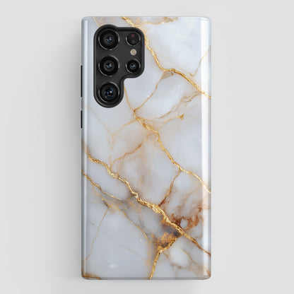 Personalisable Luxury White Marble Design Phone Case for Galaxy S series Phones
