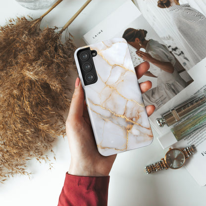 Personalisable Luxury White Marble Design Phone Case for Galaxy S series Phones