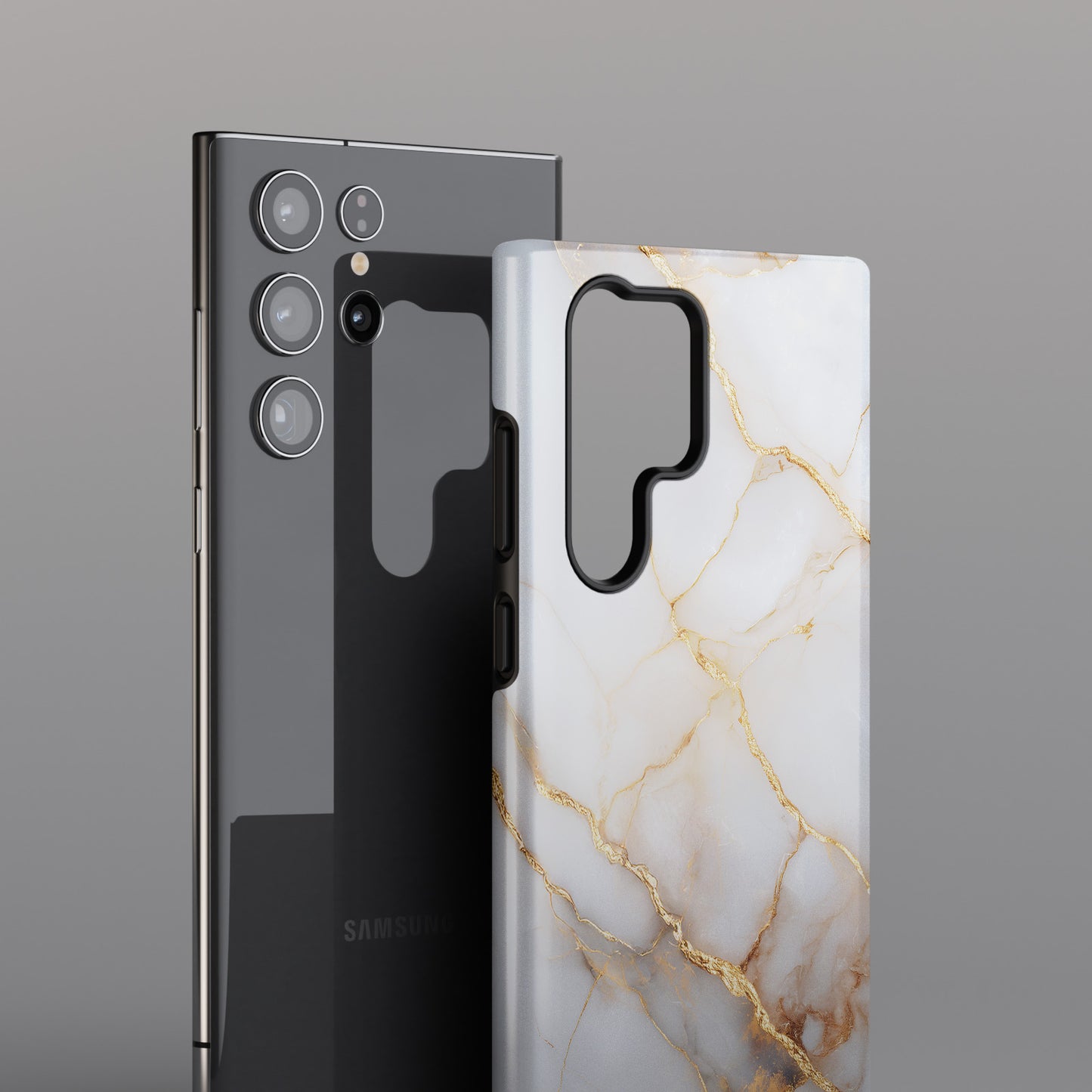 Personalisable Luxury White Marble Design Phone Case for Galaxy S series Phones
