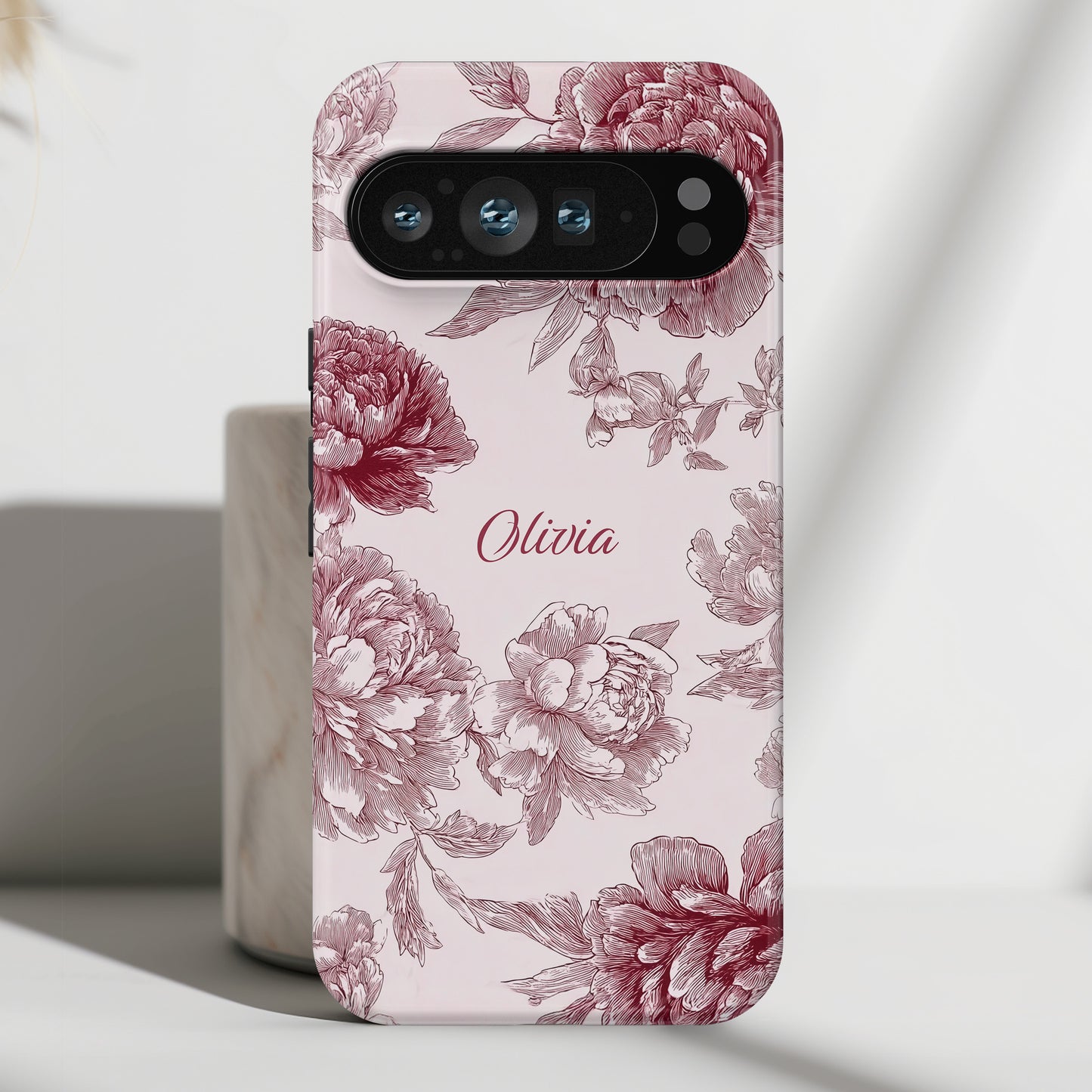Personalisable Pink Toile Floral Design Phone Case for Google Pixel