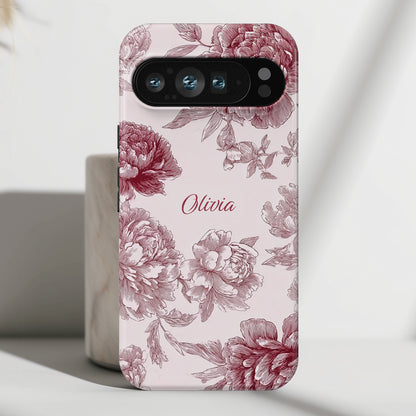 Personalisable Pink Toile Floral Design Phone Case for Google Pixel