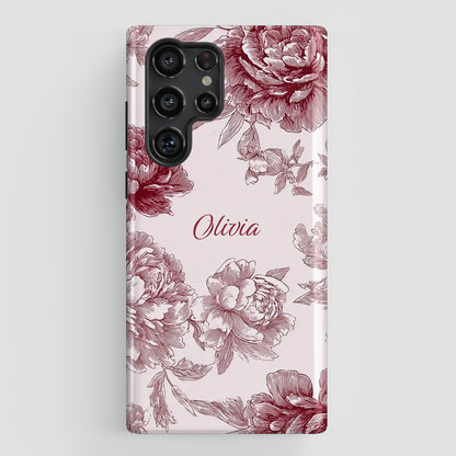 Personalisable Pink Toile Floral Design Phone Case for Galaxy S series Phones