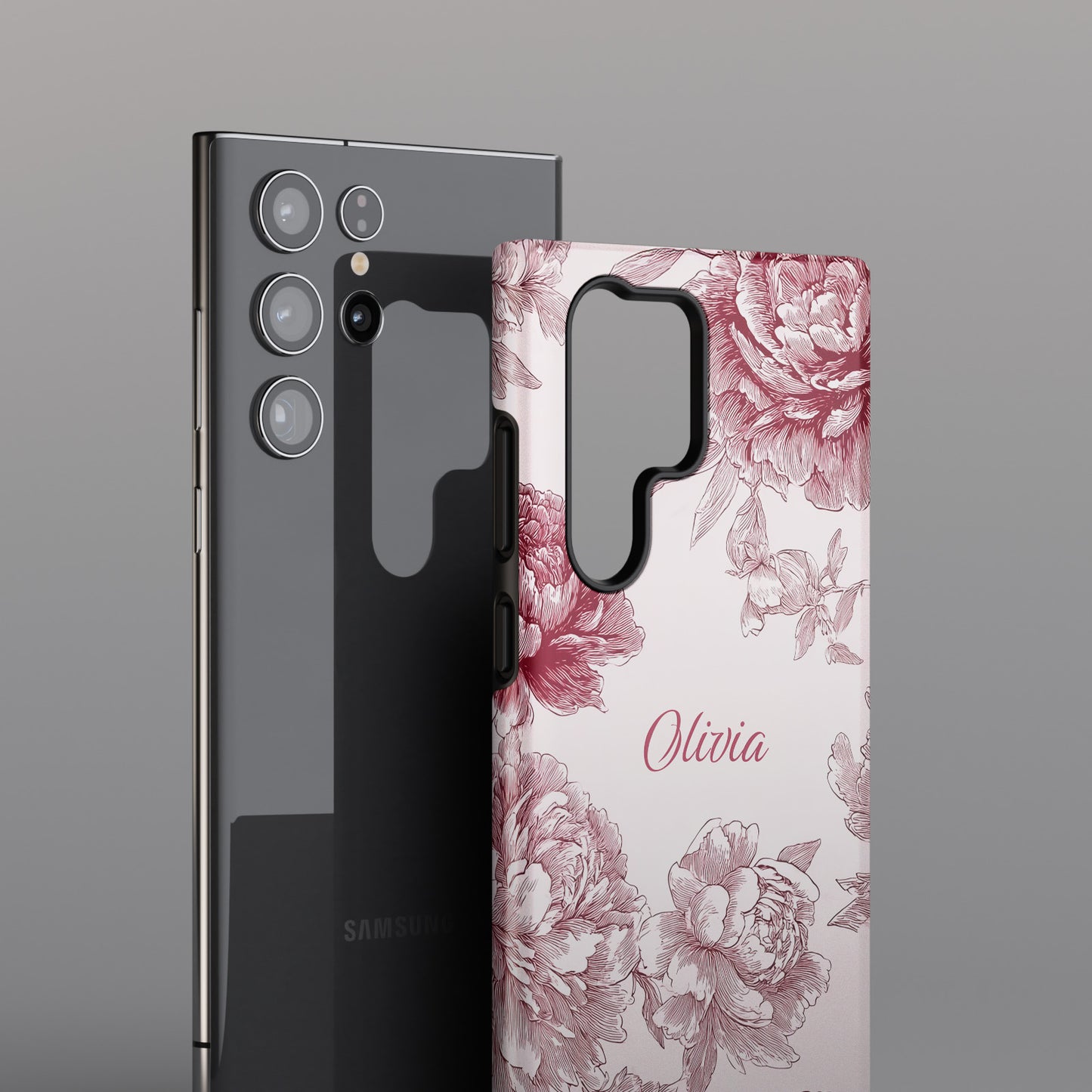 Personalisable Pink Toile Floral Design Phone Case for Galaxy S series Phones