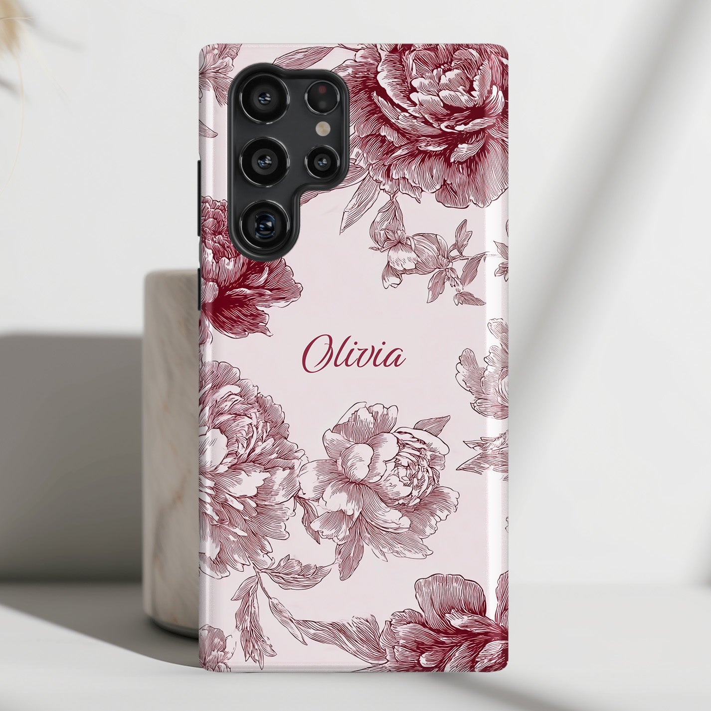 Personalisable Pink Toile Floral Design Phone Case for Galaxy S series Phones