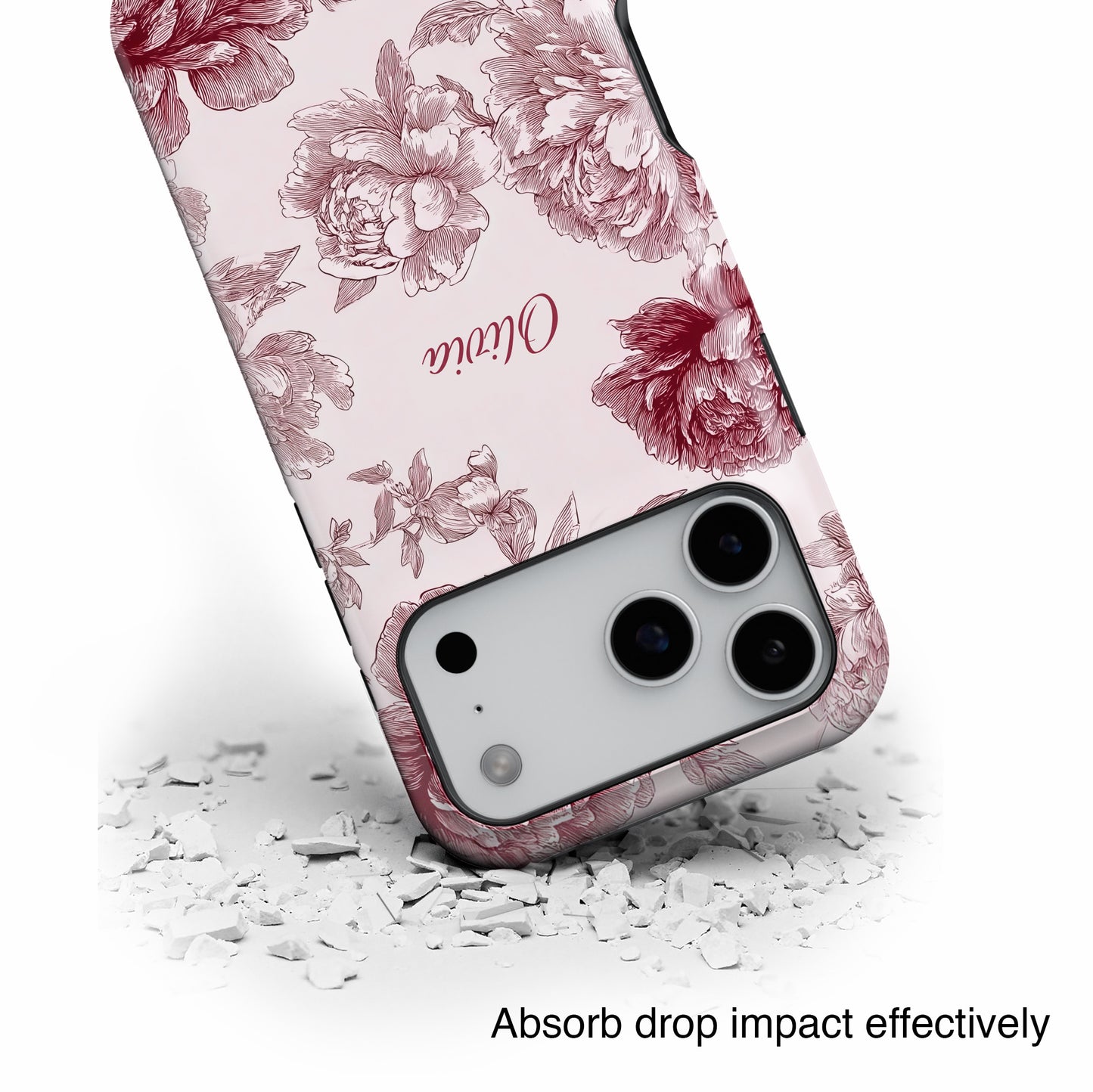 Personalisable Pink Toile Floral Design iPhone Case