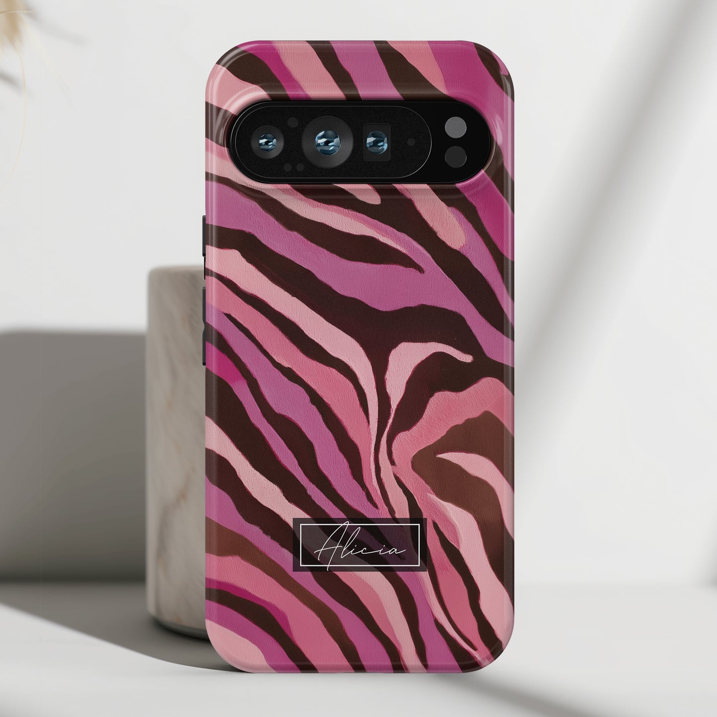 Personalisable Pink Zebra Print Design Phone Case for Google Pixel