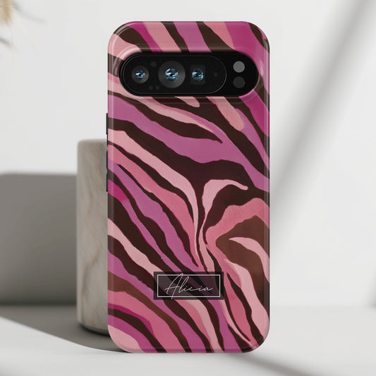 Personalisable Pink Zebra Print Design Phone Case for Google Pixel