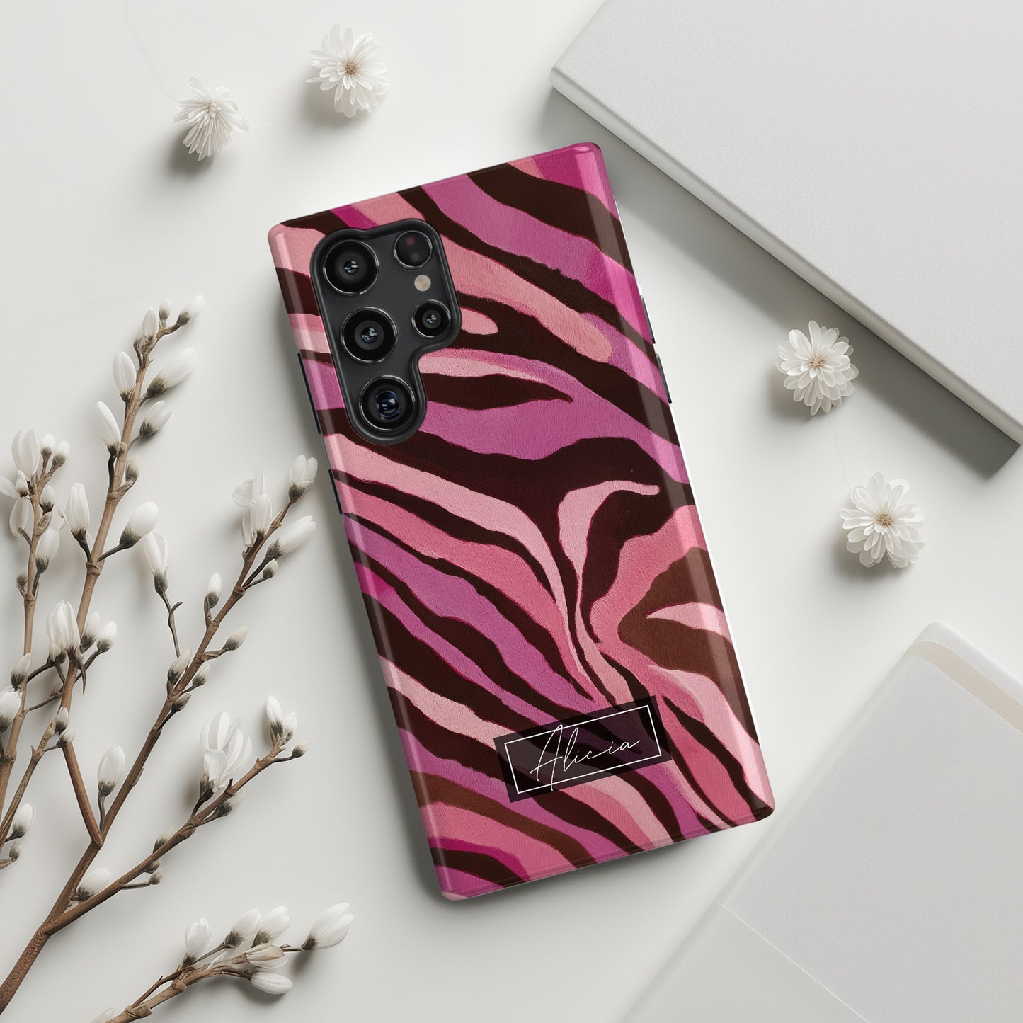 Personalisable Pink Zebra Print Design Phone Case for Galaxy S series Phones