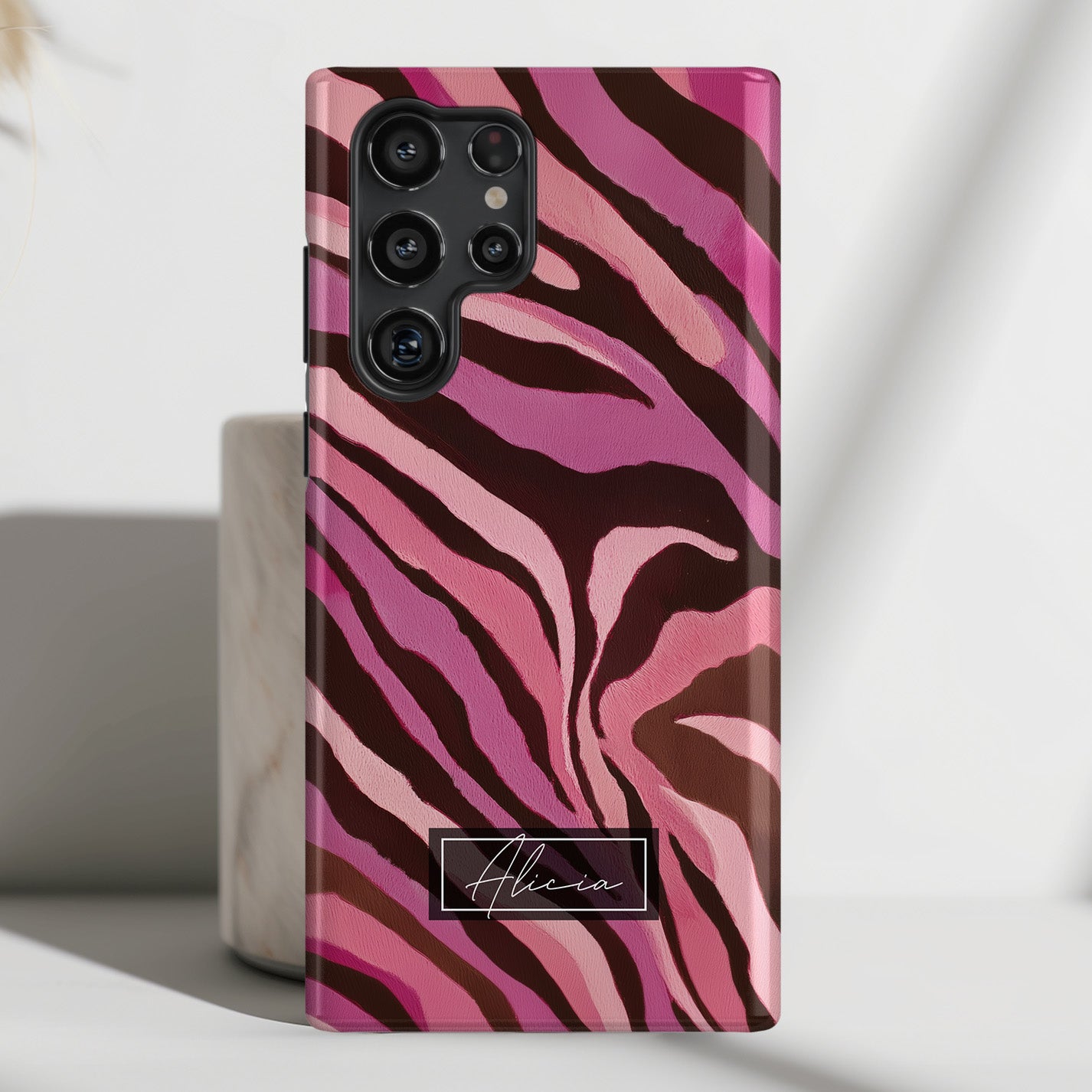 Personalisable Pink Zebra Print Design Phone Case for Galaxy S series Phones