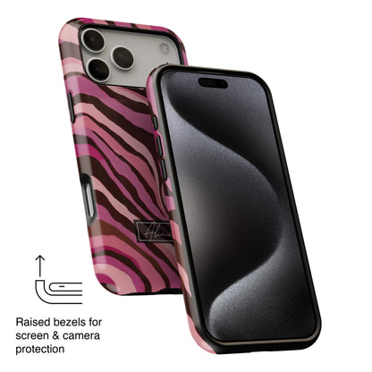 Personalisable Pink Zebra Print Design iPhone Case