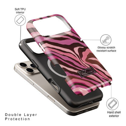 Personalisable Pink Zebra Print Design iPhone Case