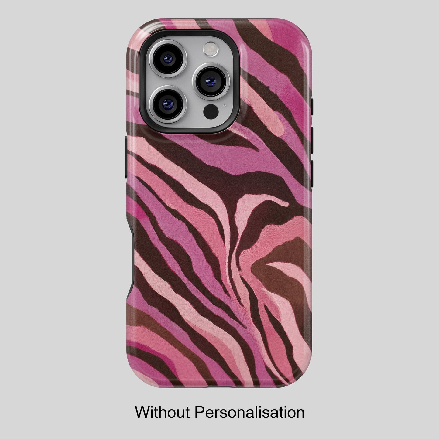 Personalisable Pink Zebra Print Design iPhone Case