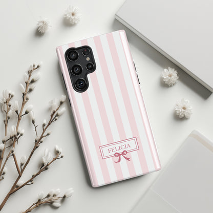 Personalisable Striped Design (Baby Pink) Phone Case for Galaxy S series Phones