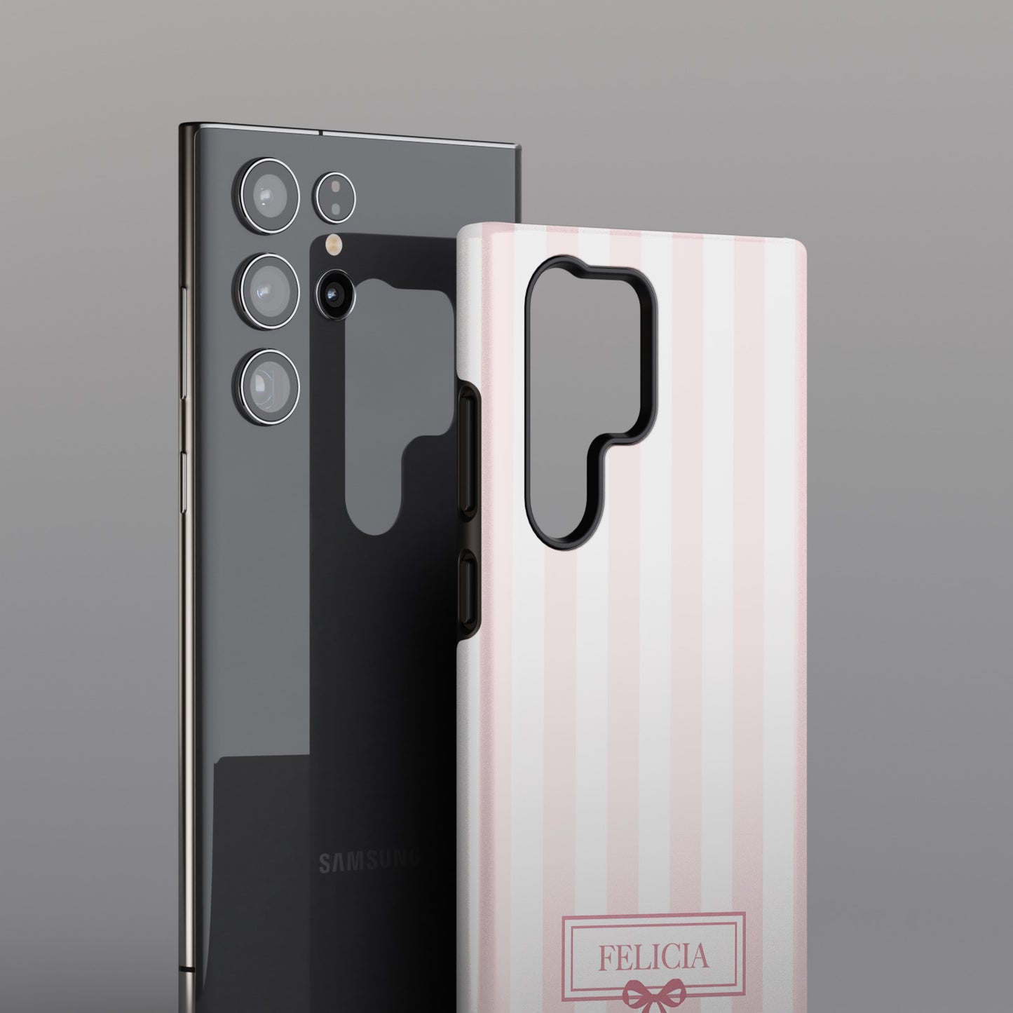 Personalisable Striped Design (Baby Pink) Phone Case for Galaxy S series Phones