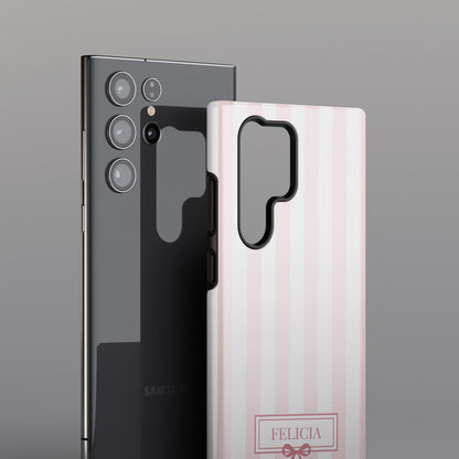Personalisable Striped Design (Baby Pink) Phone Case for Galaxy S series Phones