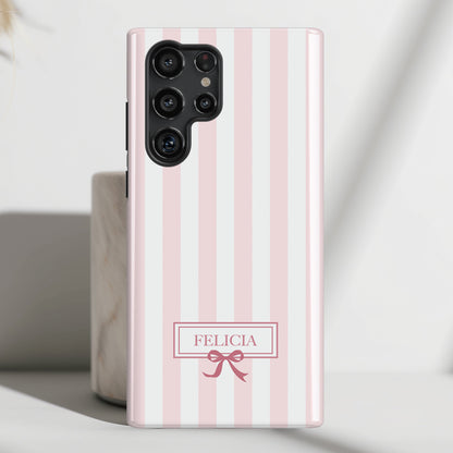 Personalisable Striped Design (Baby Pink) Phone Case for Galaxy S series Phones