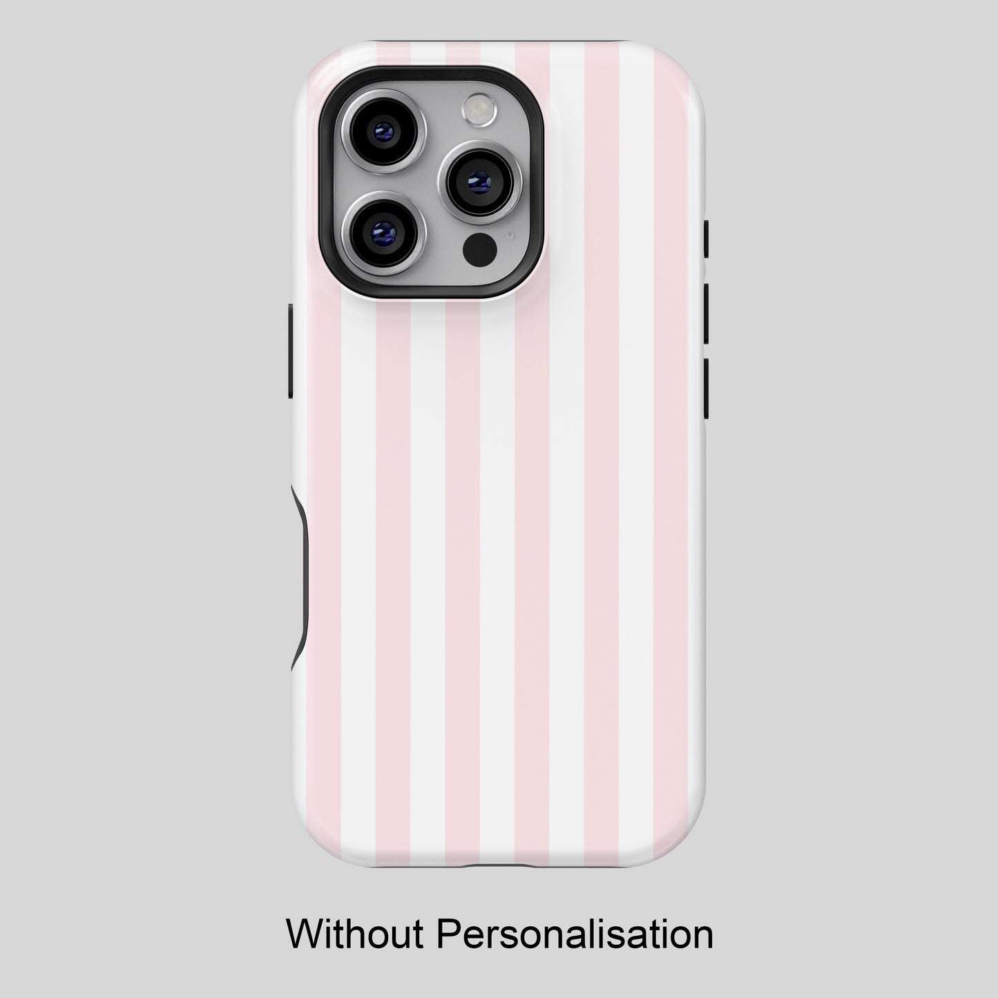 Personalisable Striped Design (Baby Pink) iPhone Case