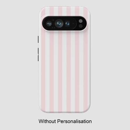 Personalisable Striped Design (Baby Pink) Phone Case for Google Pixel