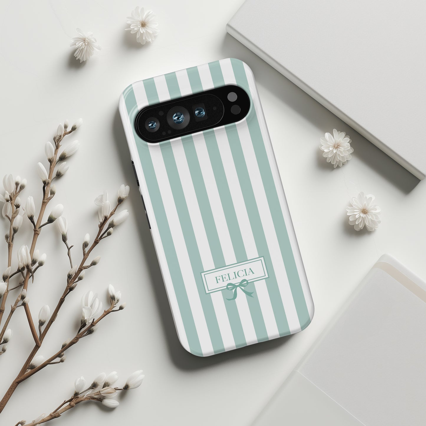 Personalisable Striped Design (Blue) Phone Case for Google Pixel