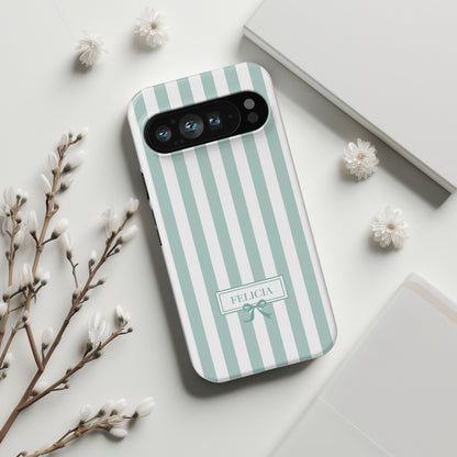Personalisable Striped Design (Blue) Phone Case for Google Pixel