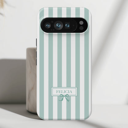 Personalisable Striped Design (Blue) Phone Case for Google Pixel