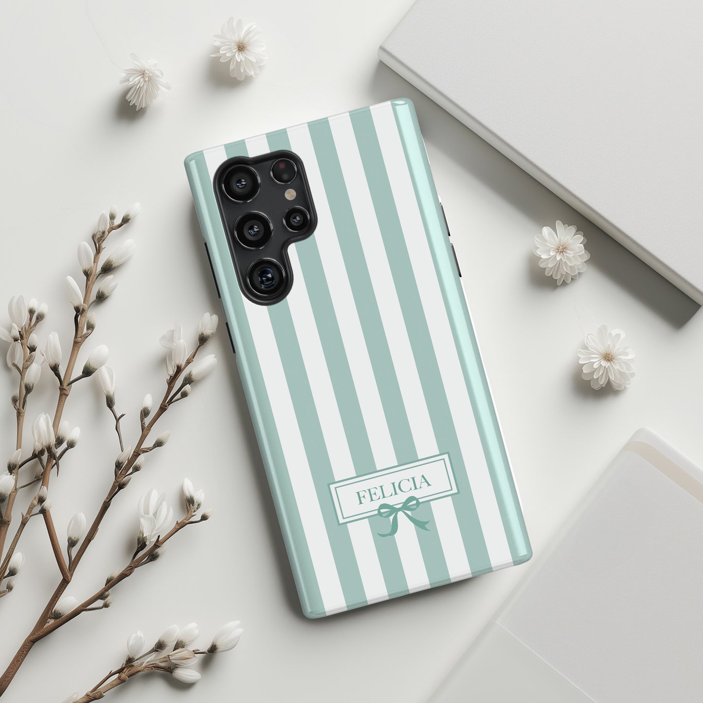 Personalisable Striped Design (Blue) Phone Case for Galaxy S series Phones