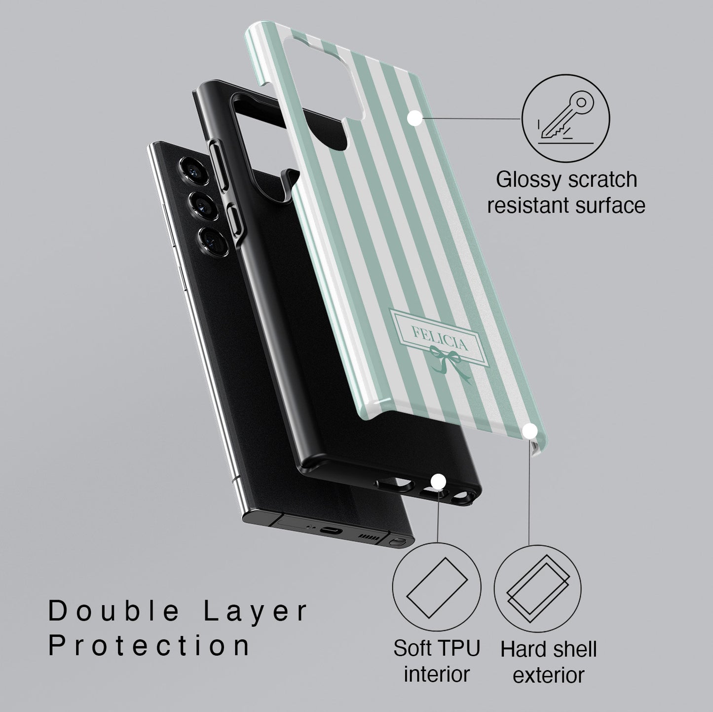 Personalisable Striped Design (Blue) Phone Case for Galaxy S series Phones