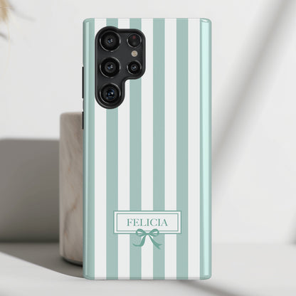Personalisable Striped Design (Blue) Phone Case for Galaxy S series Phones
