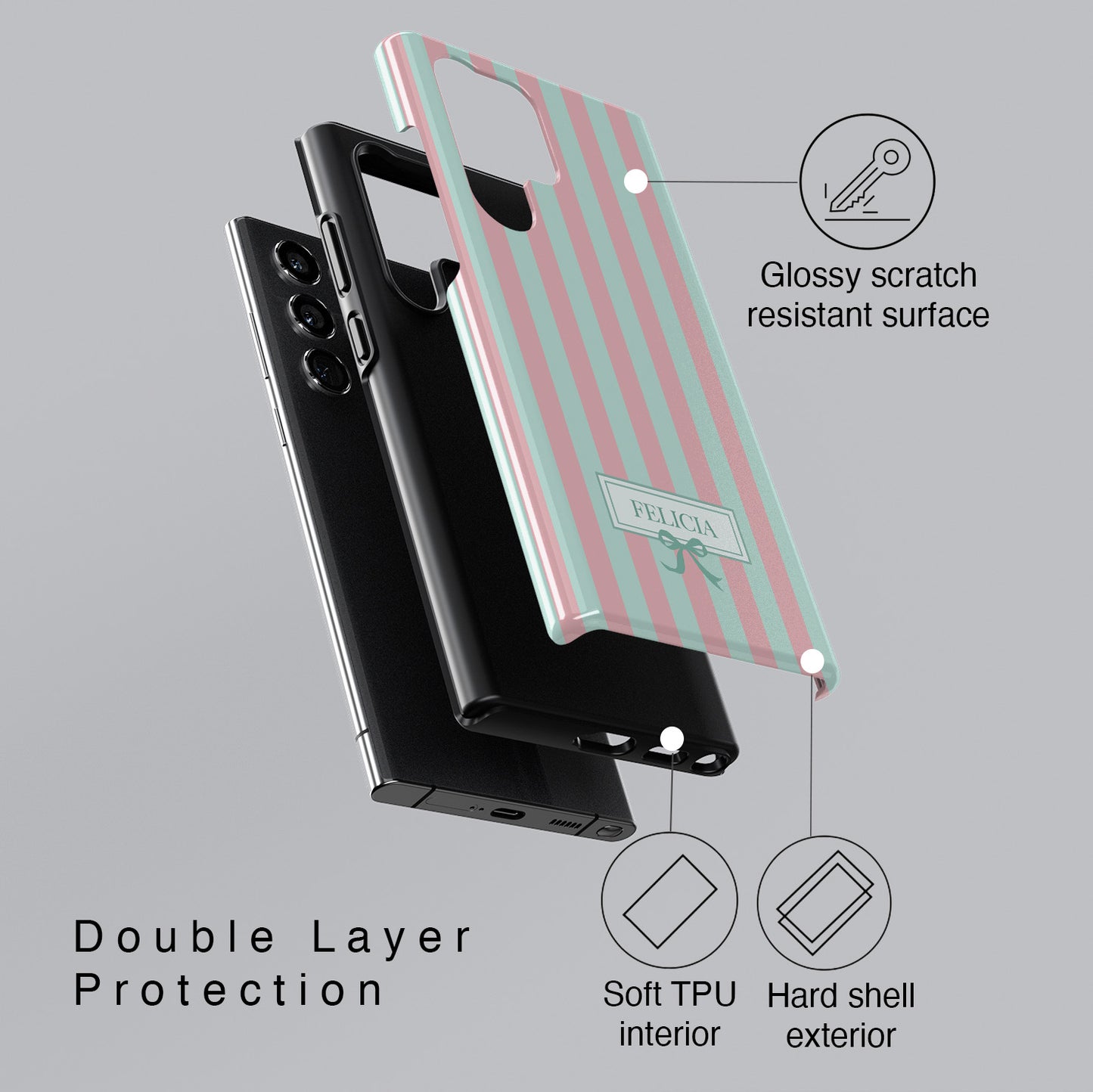 Personalisable Striped Design (Candy) Phone Case for Galaxy S series Phones