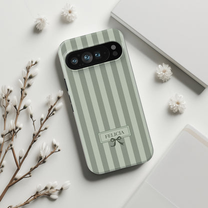 Personalisable Striped Design (Green) Phone Case for Google Pixel