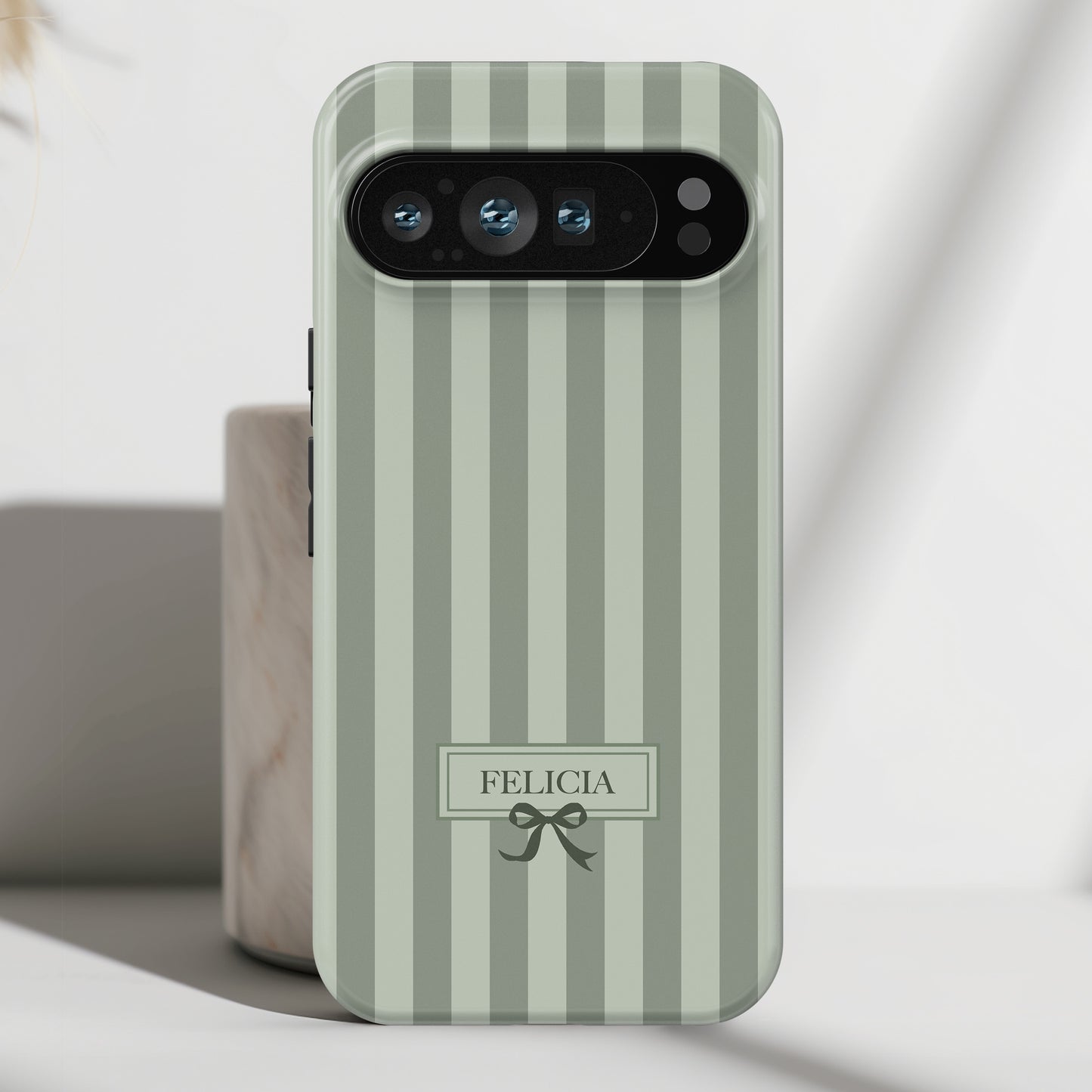 Personalisable Striped Design (Green) Phone Case for Google Pixel
