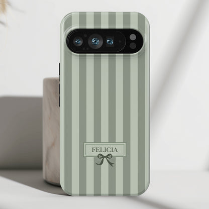 Personalisable Striped Design (Green) Phone Case for Google Pixel