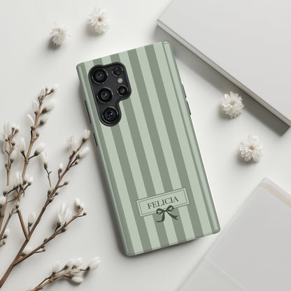 Personalisable Striped Design (Green) Phone Case for Galaxy S series Phones