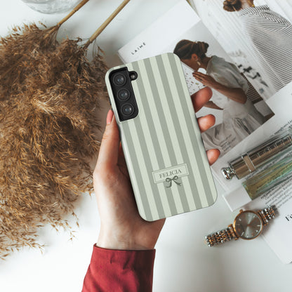 Personalisable Striped Design (Green) Phone Case for Galaxy S series Phones