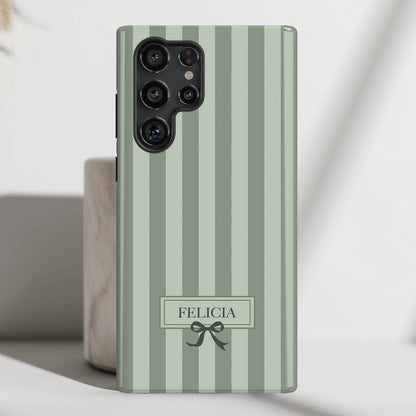 Personalisable Striped Design (Green) Phone Case for Galaxy S series Phones