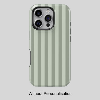 Personalisable Striped Design (Green) iPhone Case
