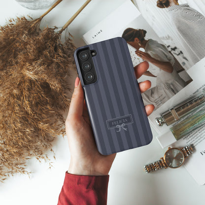 Personalisable Striped Design (Navy) Phone Case for Galaxy S series Phones
