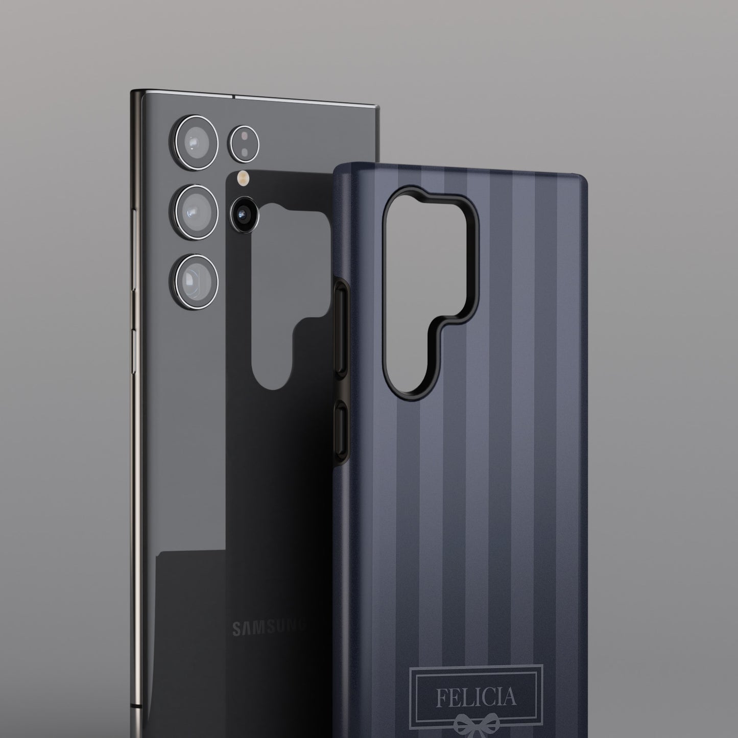 Personalisable Striped Design (Navy) Phone Case for Galaxy S series Phones