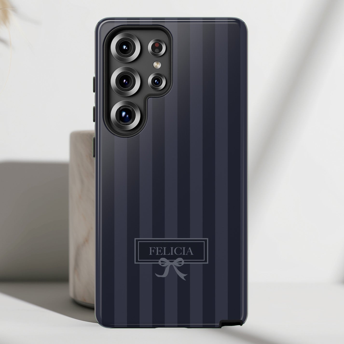 Personalisable Striped Design (Navy) Phone Case for Galaxy S series Phones