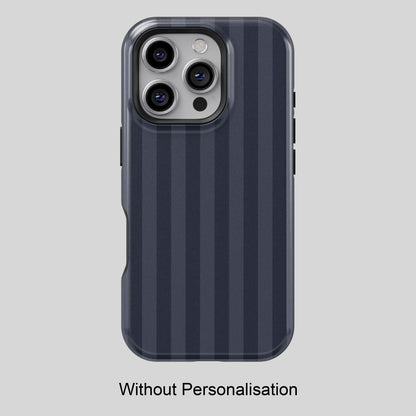 Personalisable Striped Design (Navy) iPhone Case