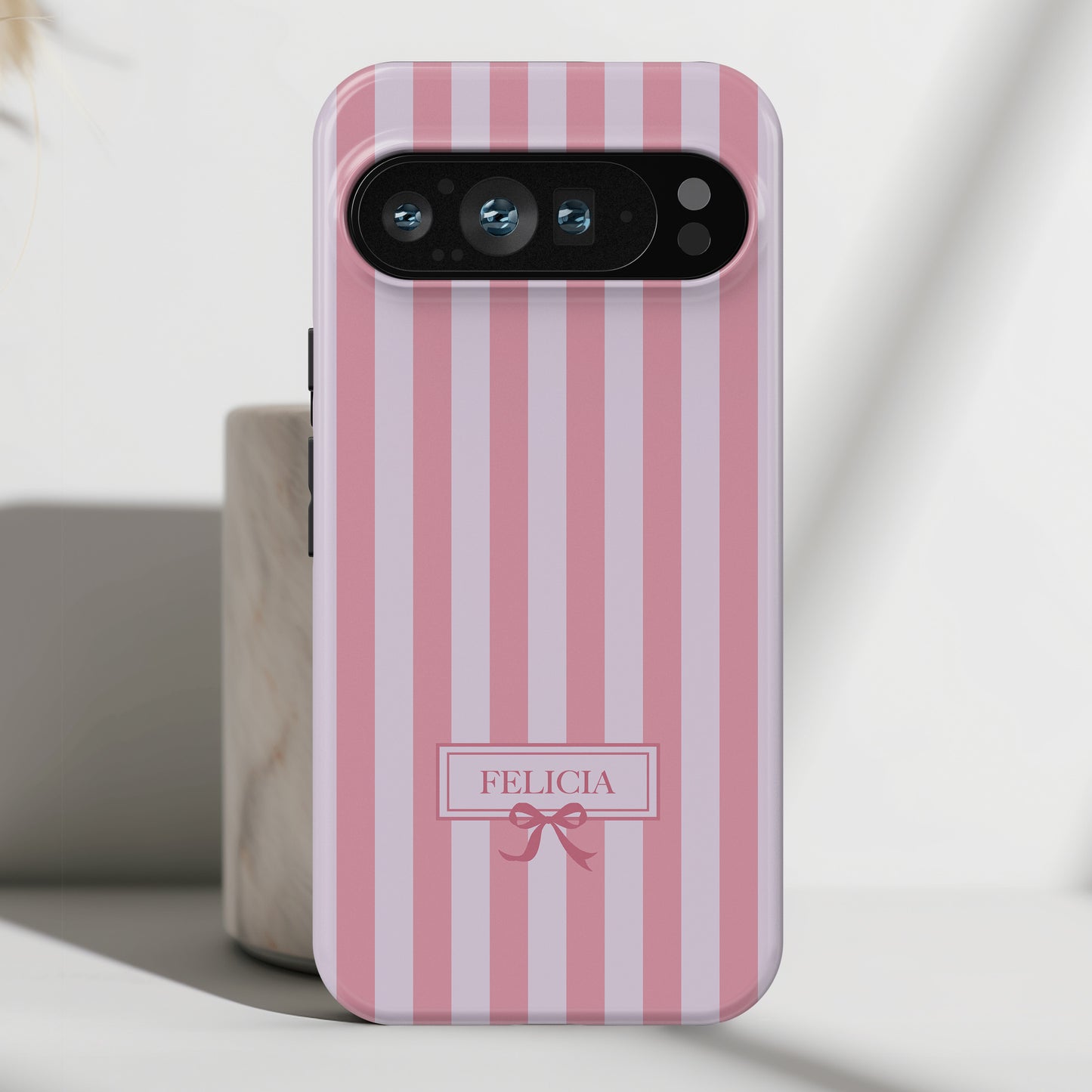 Personalisable Striped Design (Pink) Phone Case for Google Pixel