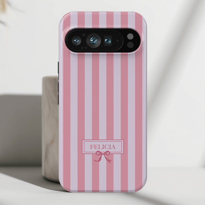 Personalisable Striped Design (Pink) Phone Case for Google Pixel