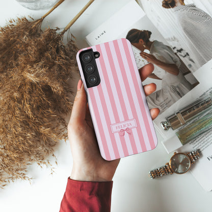 Personalisable Striped Design (Pink) Phone Case for Galaxy S series Phones