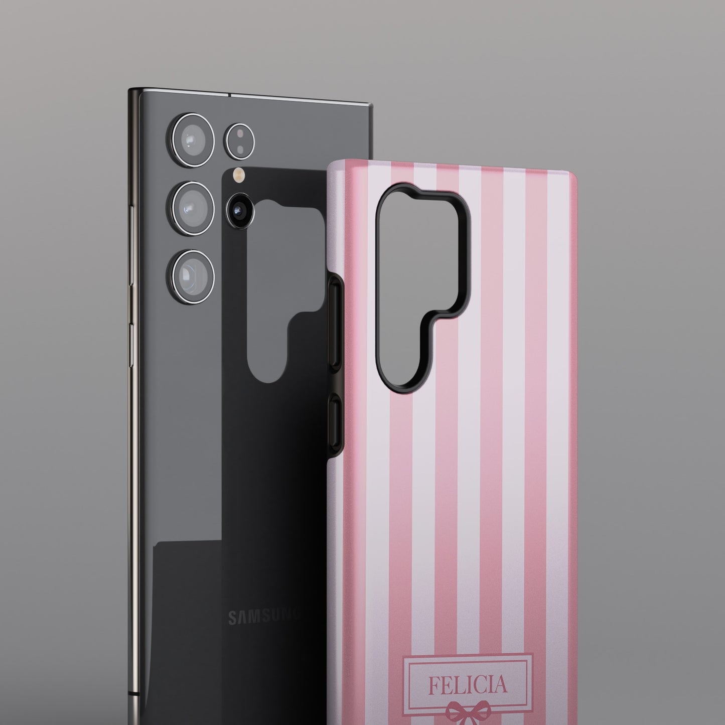 Personalisable Striped Design (Pink) Phone Case for Galaxy S series Phones
